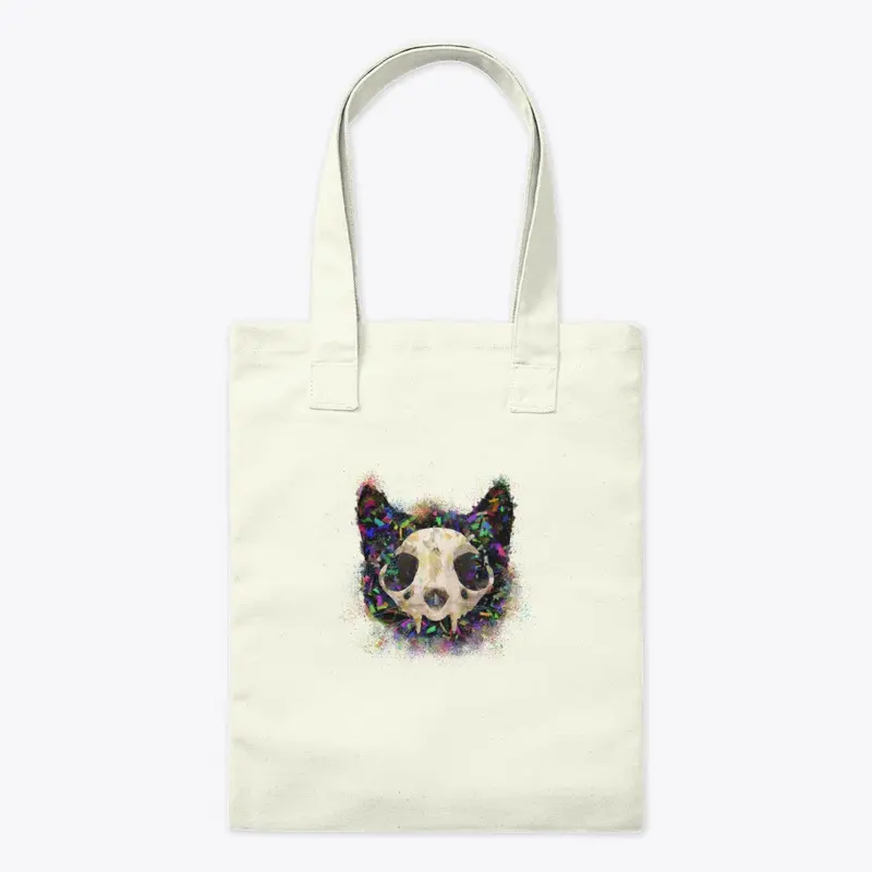 Colorful Cat Head and Skull