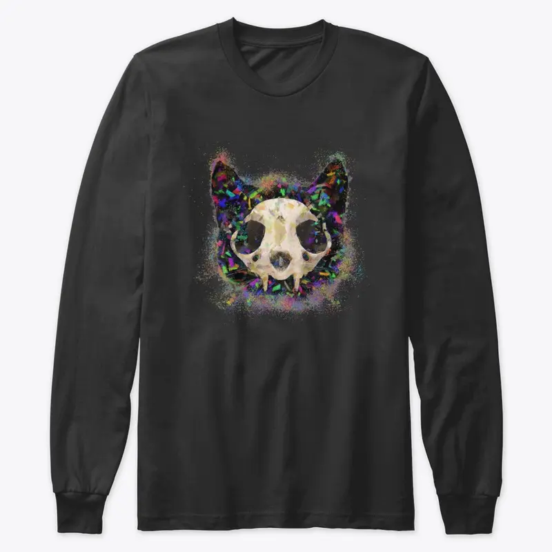 Colorful Cat Head and Skull