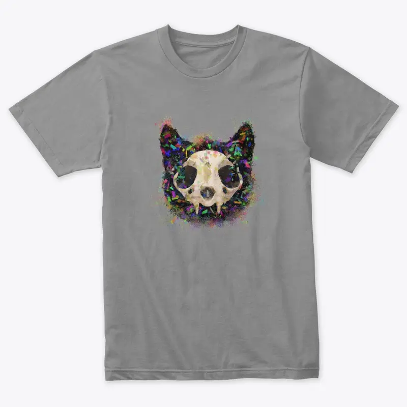 Colorful Cat Head and Skull