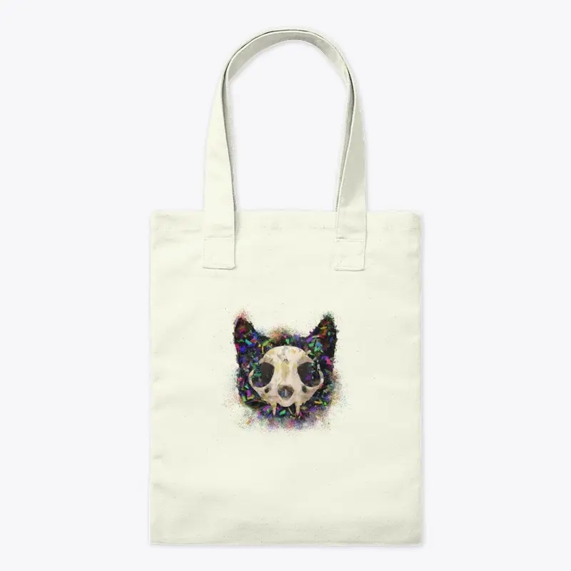 Colorful Cat Head and Skull