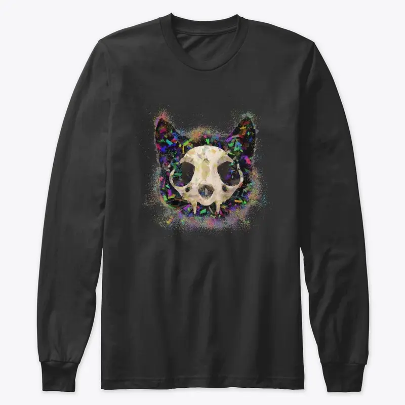 Colorful Cat Head and Skull