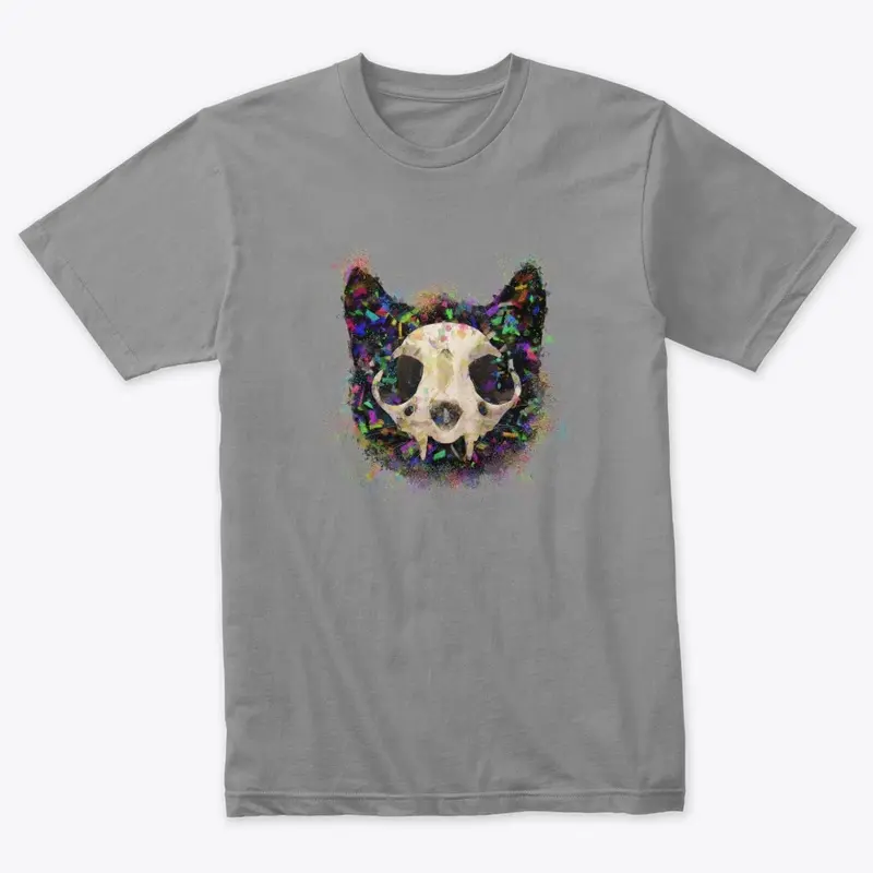 Colorful Cat Head and Skull